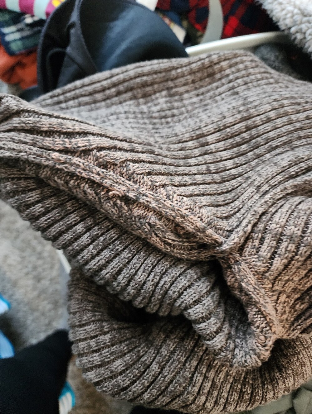 5/$25 Men's Brown Ribbed Button-Neck Sweater - Picture 5 of 5